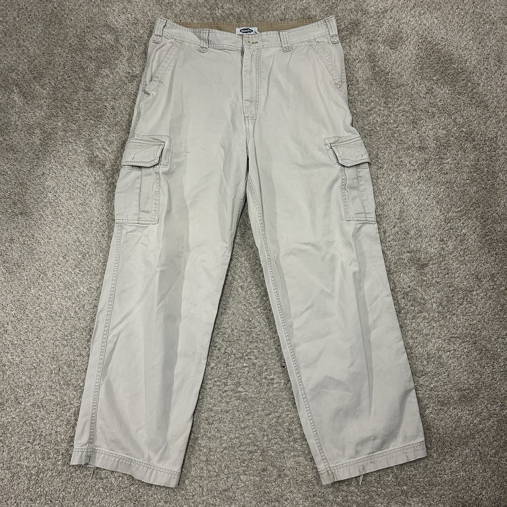 Vintage Old Navy Cargo Pants Mens‎ 36X32 Stone Gray Baggy Y2K Loose Fit Cotton